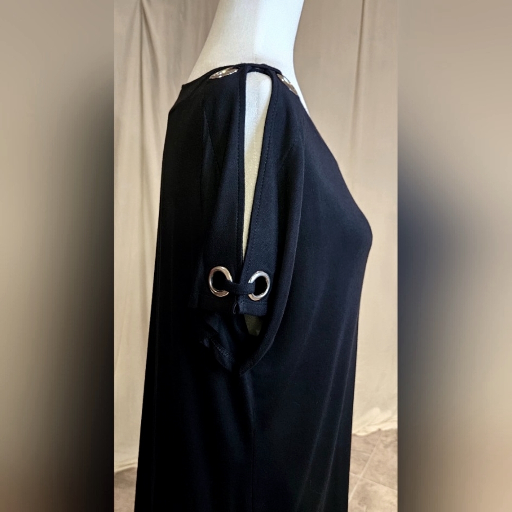 Cable & Gauge Black Open Sleeve Cold Shoulder Grommet Tunic Size M - Picture 3 of 9
